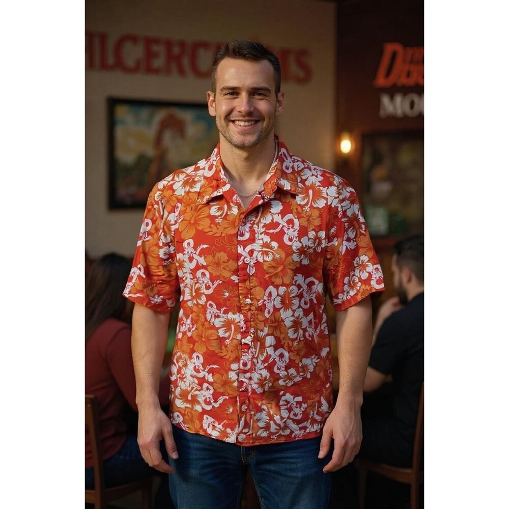 Dungeons & Dragons Wizards of the Coast Logo Woven Hawiian Button-Up Mens 2XL